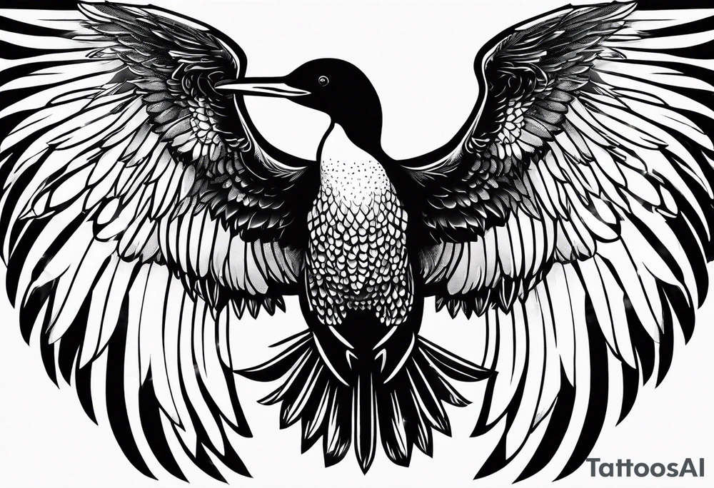 Loon wings spread tattoo idea