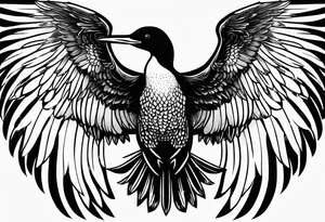 Loon wings spread tattoo idea