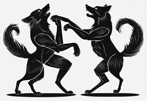 two black wolves dancing on their hind legs. they should be facing each other and obviously dancing tattoo idea