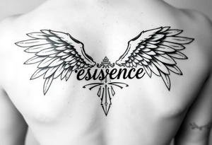 angel wings with related things. Write resilience too tattoo idea
