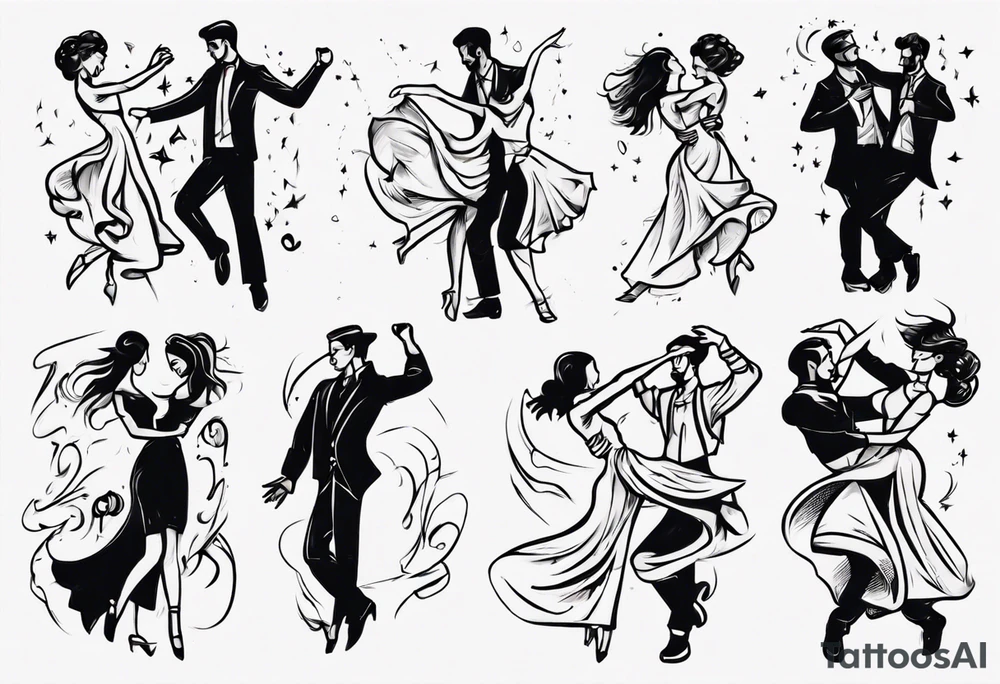 Couple dancing tattoo idea