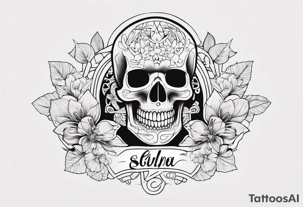 Hourglass skull Sakura tattoo idea