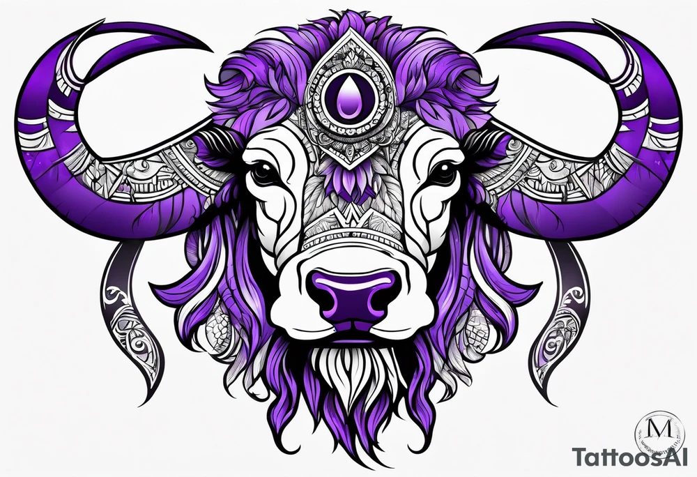 purple buffalo tattoo idea
