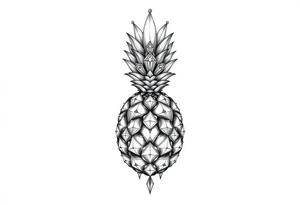 Majestic powerful pineapple with a crowns and diamonds vagina tattoo idea