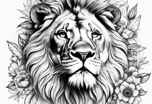 lion,love, design, flowers tattoo idea