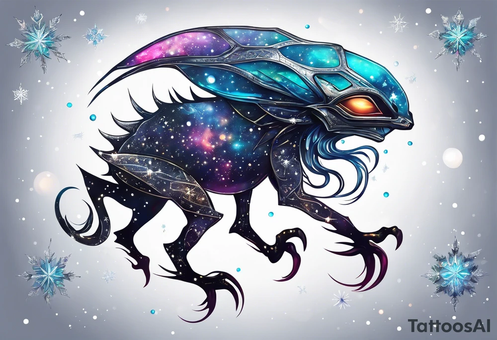 Constellation, animal alien, snowflake tattoo idea