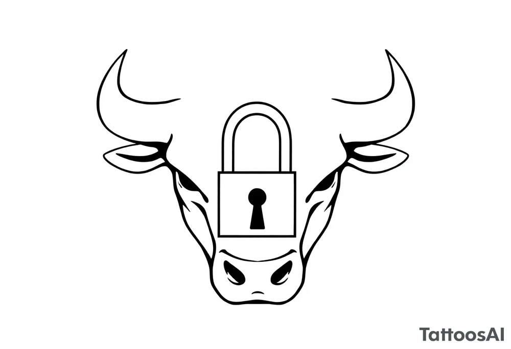 Bull symbol with lock symbol tattoo idea