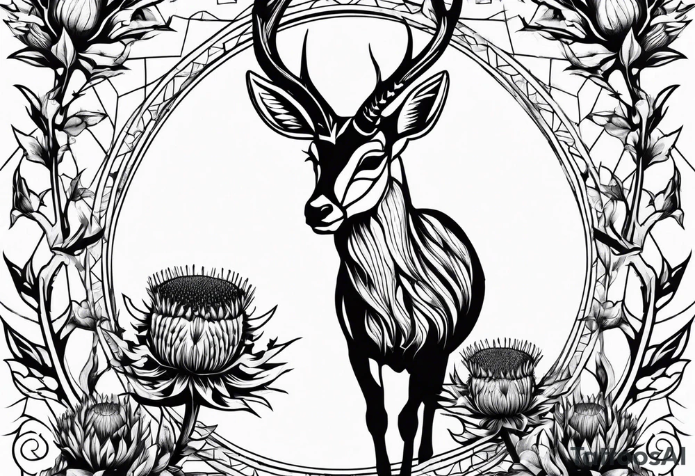 Springbok and scottish thistle tattoo idea