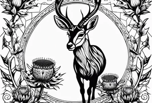 Springbok and scottish thistle tattoo idea