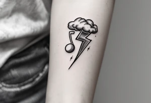 Thunderstorms with music symbol tattoo idea