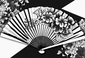 Japanese paper fan unfolded with ribbon at the end beautiful unique tattoo idea