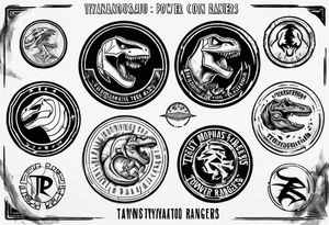 mighty morphin power rangers tyrannosaurus power coin and the word Christopher tattoo idea