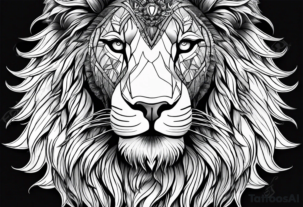full lion face tattoo idea