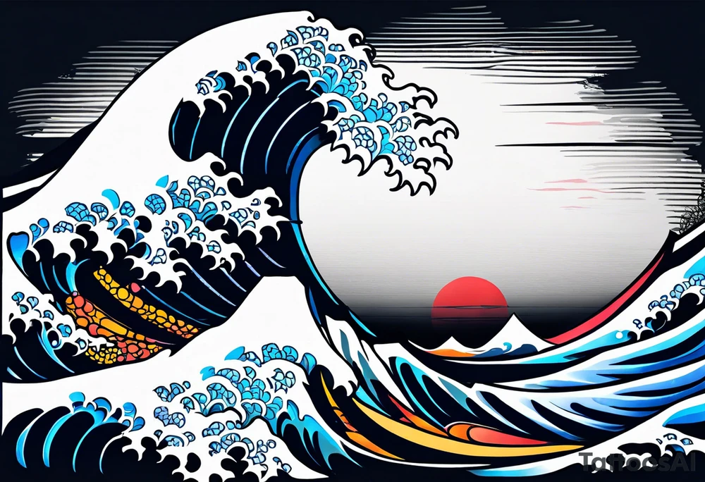 calm wave background tattoo idea