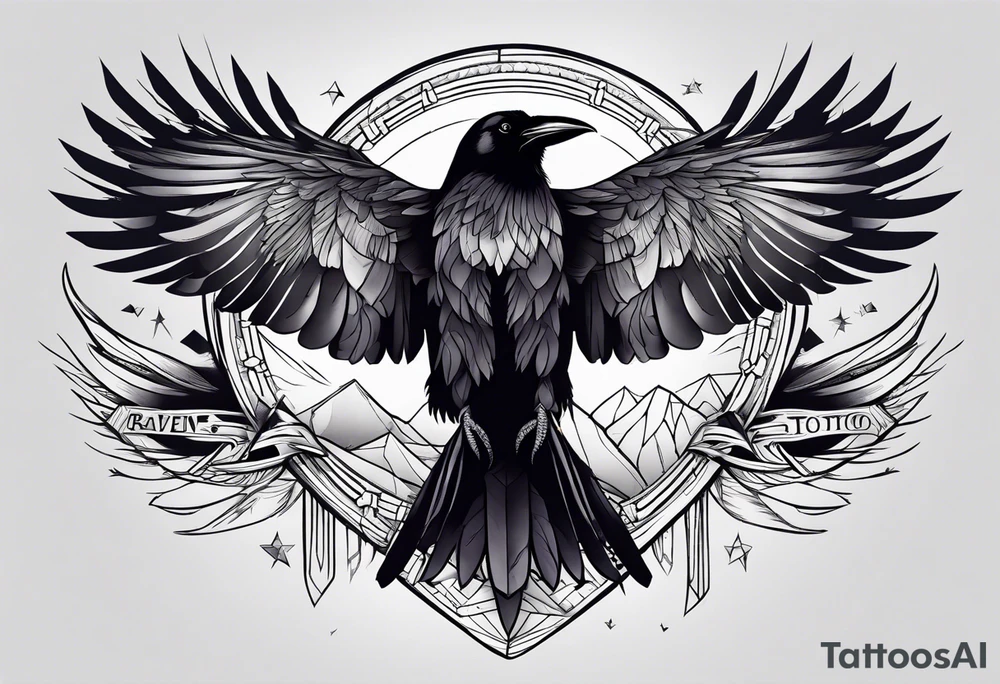 Raven with quote tattoo idea