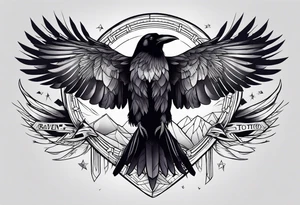 Raven with quote tattoo idea