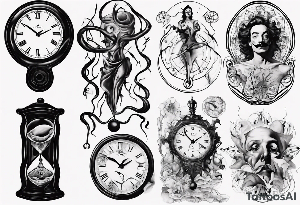 dali clock trippy tattoo idea