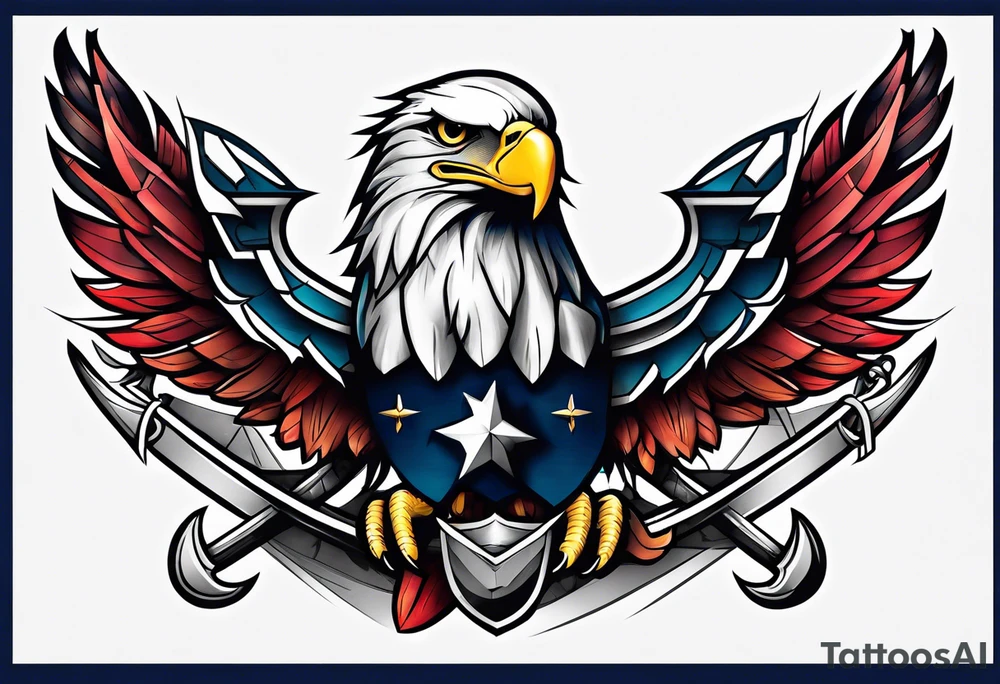 Eagle, flag, anchor tattoo idea