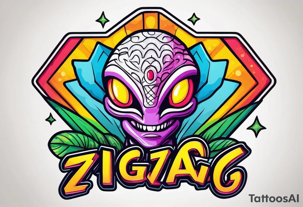 zig zag rolling paper logo as an alien tattoo idea