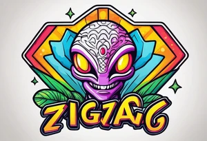 zig zag rolling paper logo as an alien tattoo idea