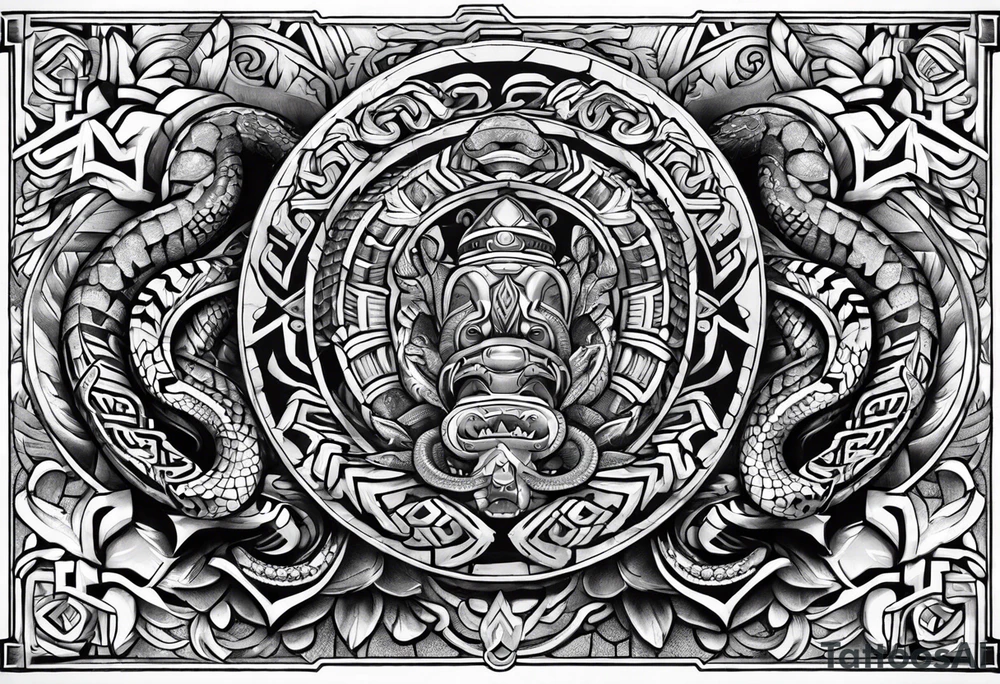 aztec snakes together tattoo idea