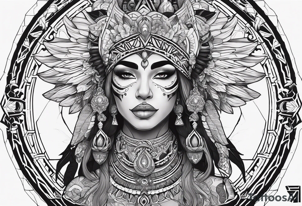 kali ma, alien goddess, valkrye, pirate, divine feminine, zenza resonance, pachamama, lotus azul, blank panther, eagle, skull, 5D, nueva gaya, dna 12 tattoo idea
