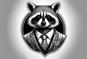 raccoon wearing a Superman t-shirt tattoo idea