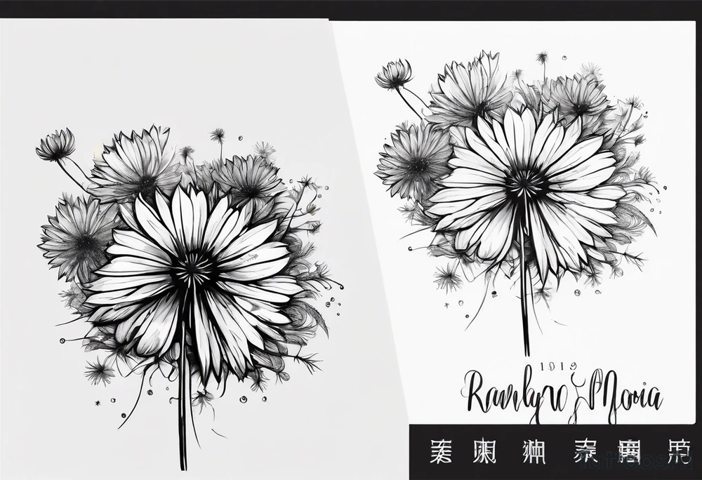 Lesbian flag color dandelion flower tattoo idea