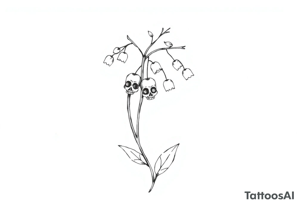 Lily of the valley tattoo vine with skulls in place of flower tattoo idea
