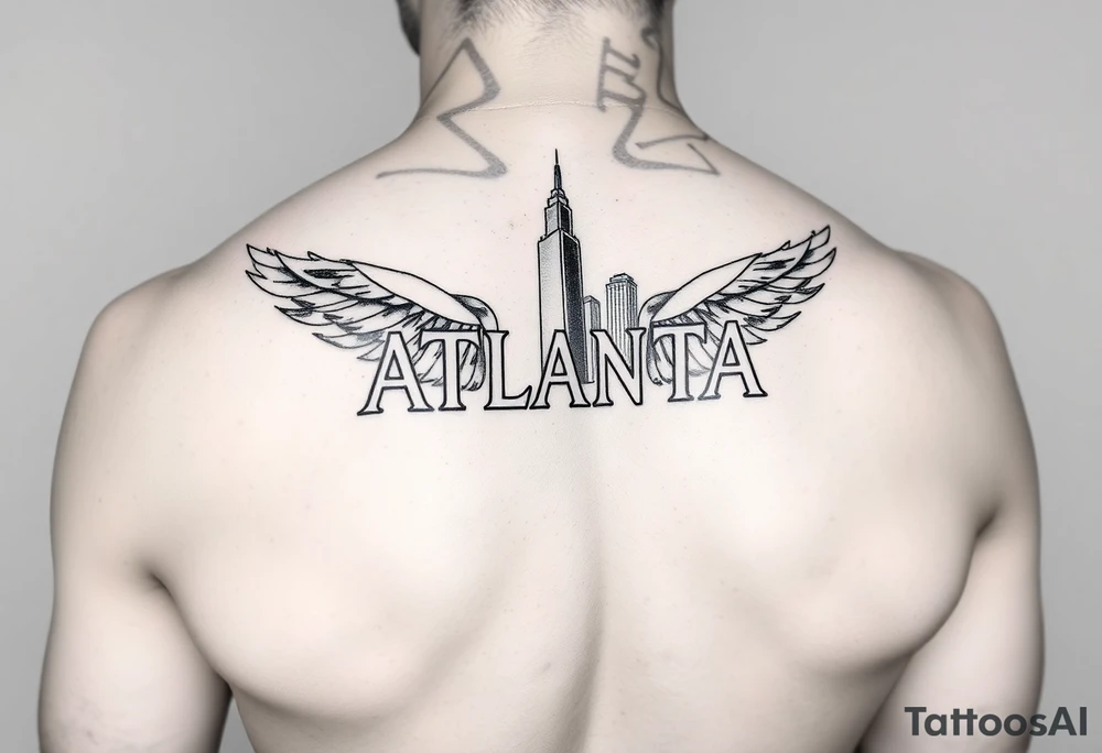 Atlanta themed leg sleeve tattoo idea