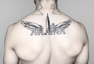 Atlanta themed leg sleeve tattoo idea