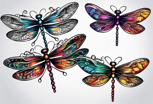 4 dragonflies flying together tattoo idea