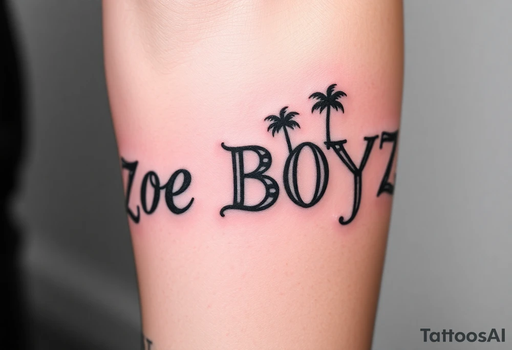 Zoe BOYZ with palm trees and flames tattoo idea