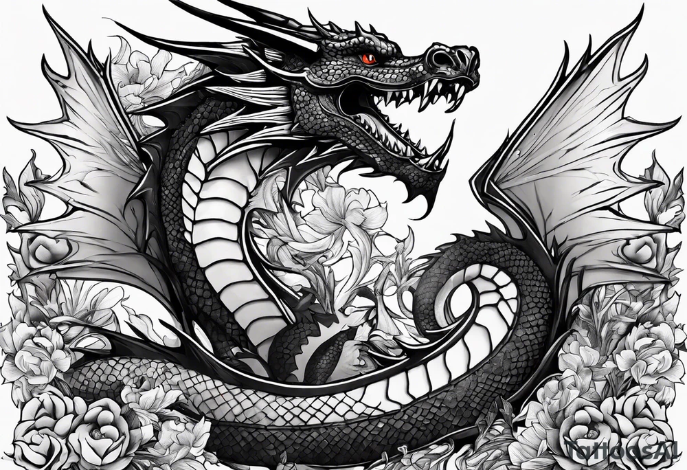 create a dragon tattoo that andrew tate has on his chest. tattoo idea