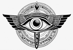 Œil de Horus avec décor thème égyptien tout autour tattoo idea