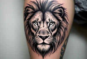 powerful majestic lion, close-up tattoo idea