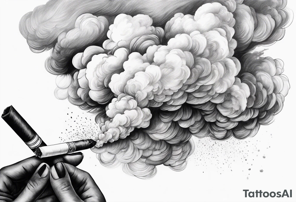 Draw me black smoke coming out of a cigarette tattoo idea