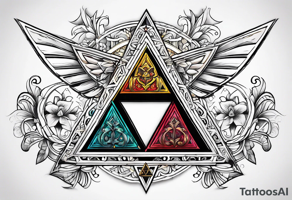 Triforce from the Zelda series highlighting courage And femininity tattoo idea