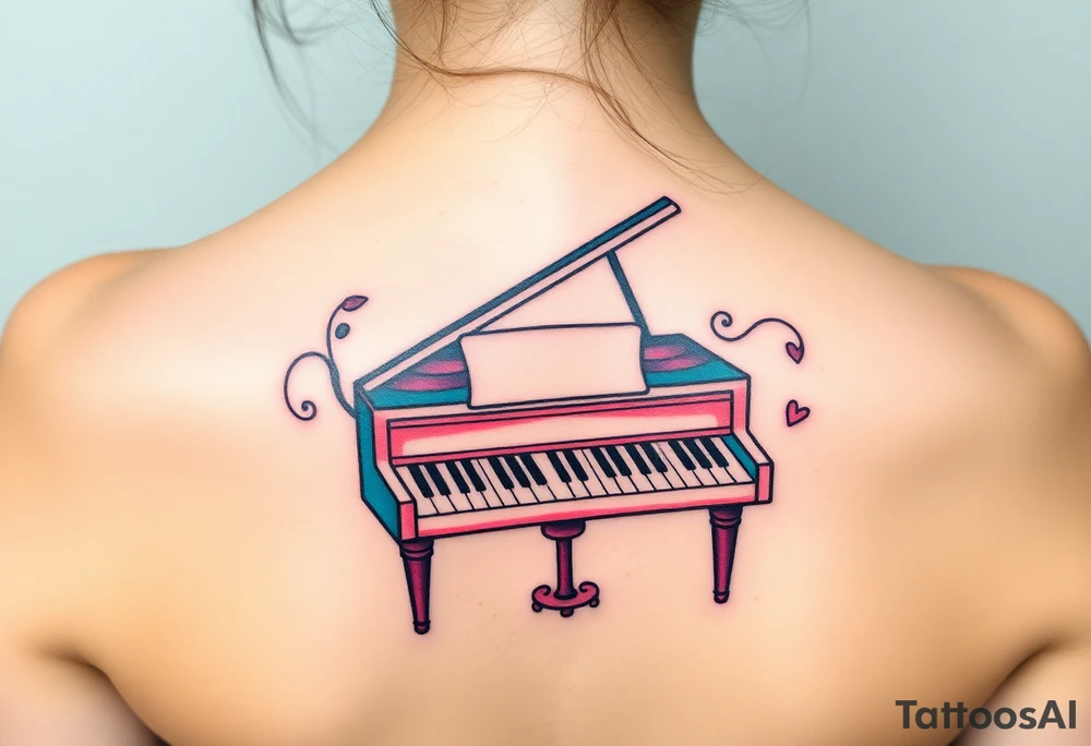 Colorful piano tattoo idea
