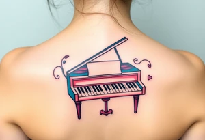 Colorful piano tattoo idea