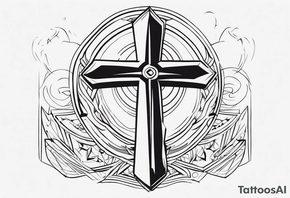 cross with caveman tattoo idea