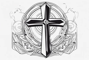 cross with caveman tattoo idea