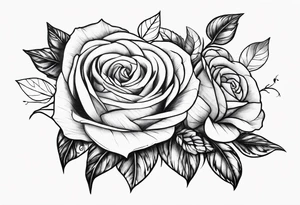 roses with birds and name tattoo idea