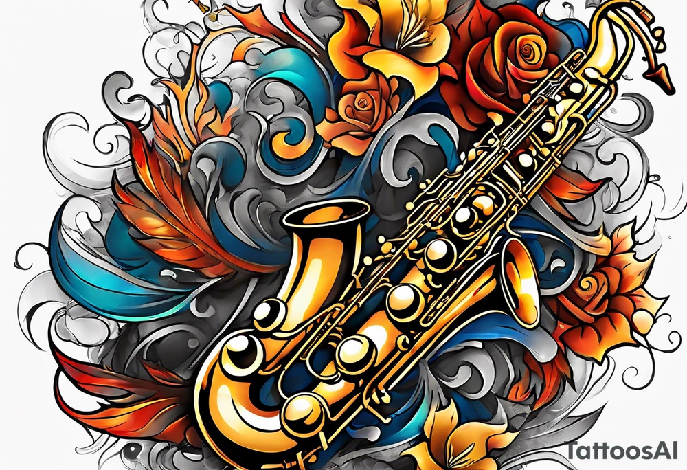 fire sneak surroundin a suggested soprano sax and with some elements of the see around tattoo idea