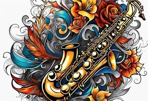 fire sneak surroundin a suggested soprano sax and with some elements of the see around tattoo idea