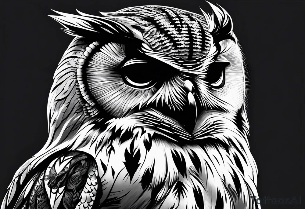 owl dressed up as a ghost tattoo idea