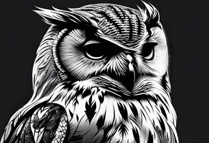 owl dressed up as a ghost tattoo idea