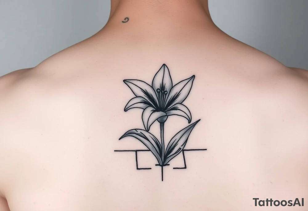 lily coming up out of the tile floor tattoo idea