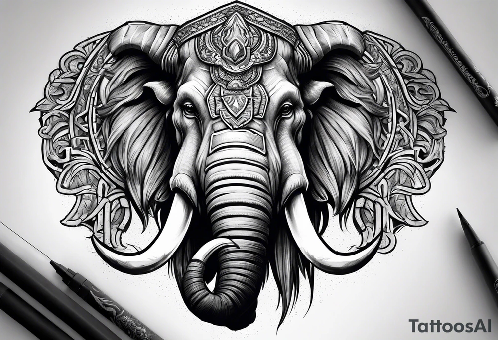 berserking strong mammoth head centerpiece tattoo idea