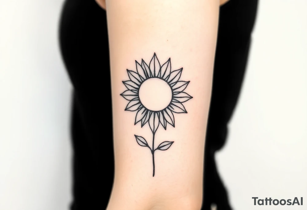 Sun with a stem like a sunflower tattoo idea